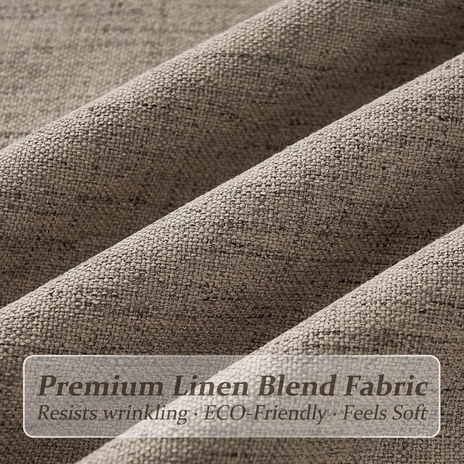 Detalle 2 de LuxuNap Pinch Pleated Linen Blend Curtains, 50 x 84 in, Dark Flax, 2 Panels