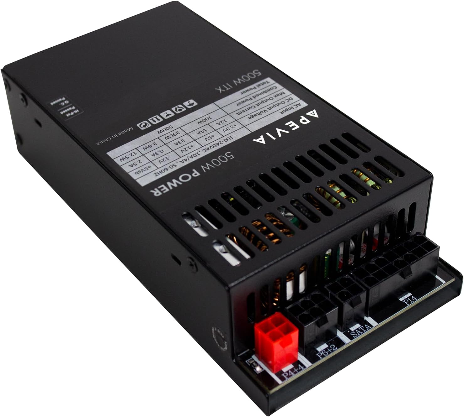 Detalle de Apevia ITX-PFC500W Mini-ITX電源 500W フルモジュラー・アクティブPFC