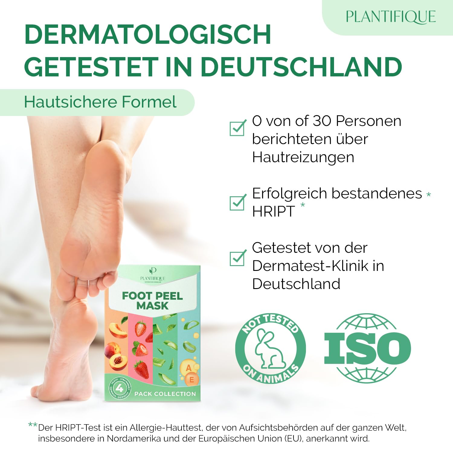 Detalle de PLANTIFIQUE Plantifique Fußmaske Anti Hornhaut Socken – Foot Mask gegen Hornhaut, 4 Paar