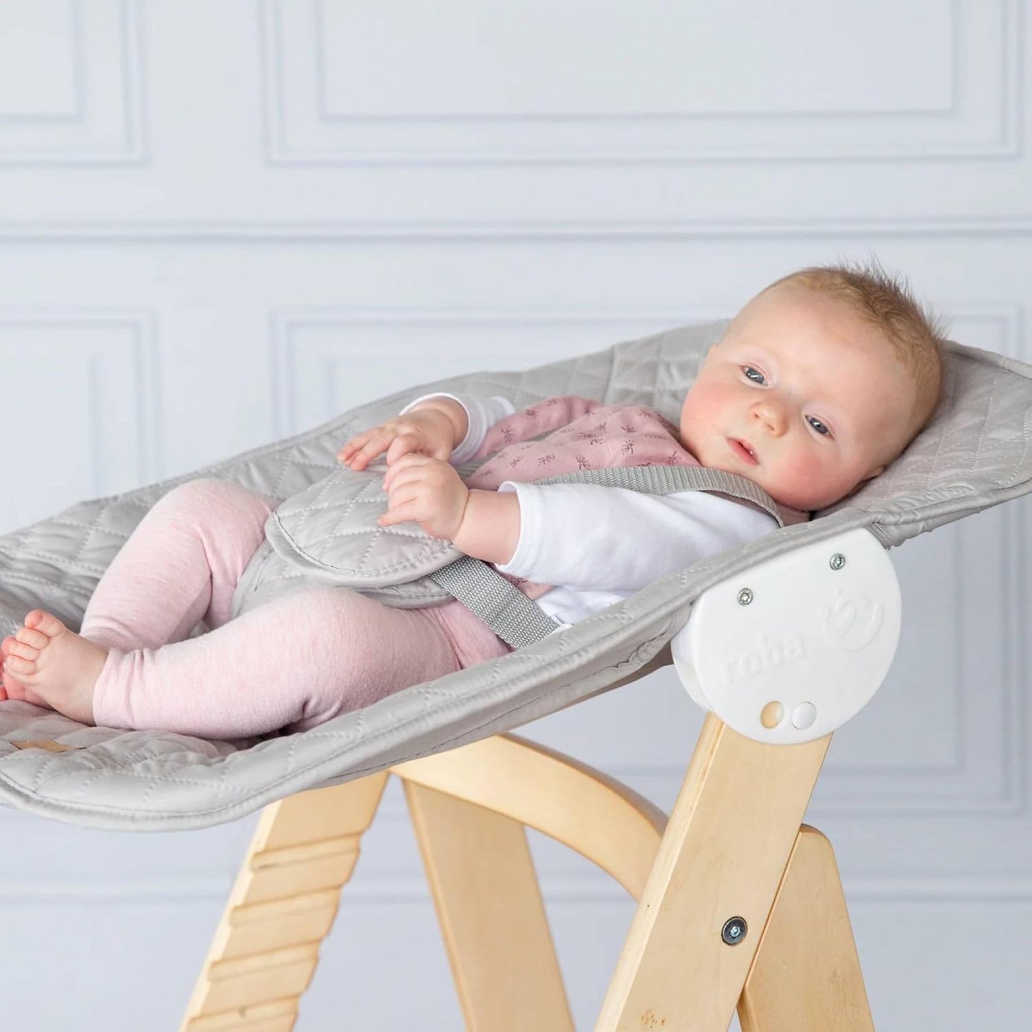 Detalle de Roba Chaise Haute Évolutive Born Up 2en1 + Transat Inclinable (Gris Argenté) – Dès la naissance