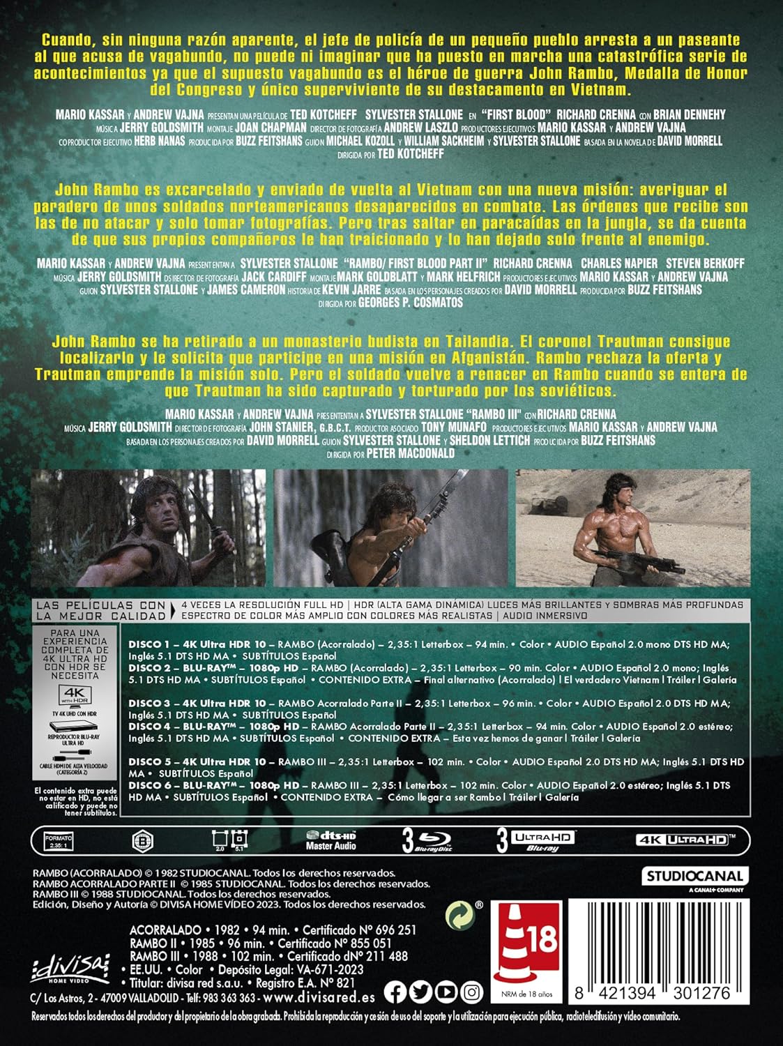Detalle 2 de Divisa HV Rambo La Trilogía 4K UHD