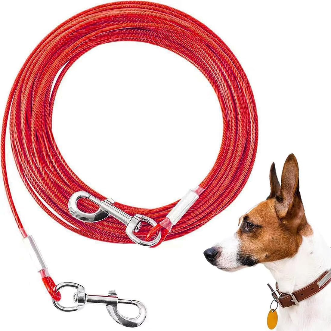 Detalle de Mi Metty Dog Tie Out Cable – Heavy Duty 50ft Chew-Proof Runner for Large Dogs
