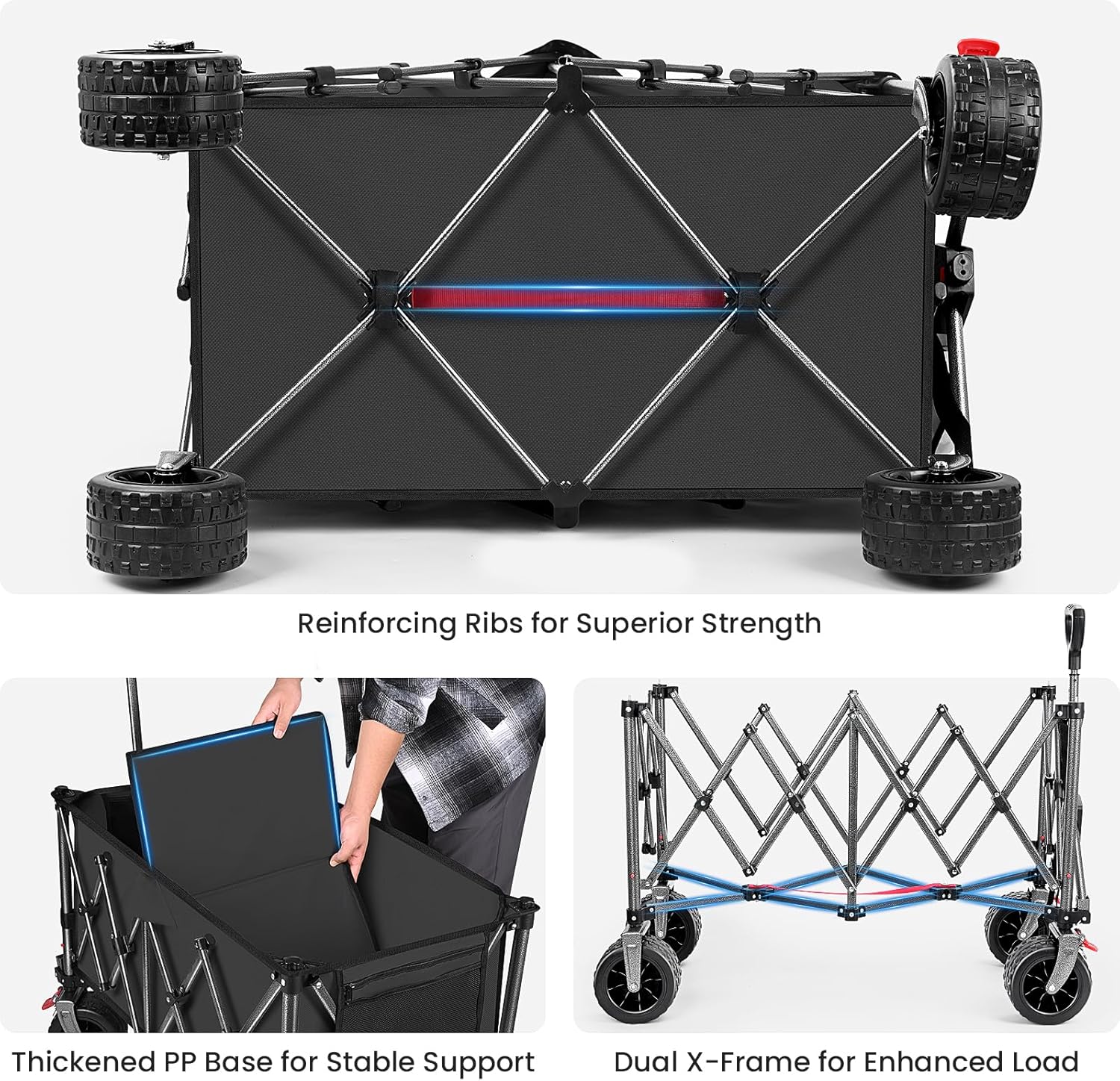 Thumbnail 2 de YEAUPE PRO Carrello Pieghevole e da Spiaggia: capacità 150 kg, 200 L, ruote grandi