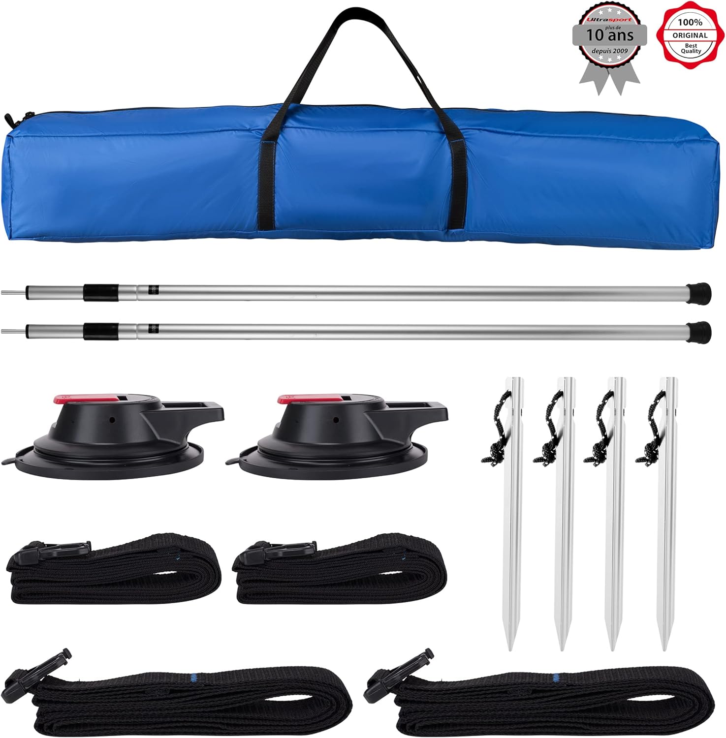 Detalle de Ultrasport Auvent de voiture – protection solaire et pluie pour voiture, fourgon et camping-car (bleu)