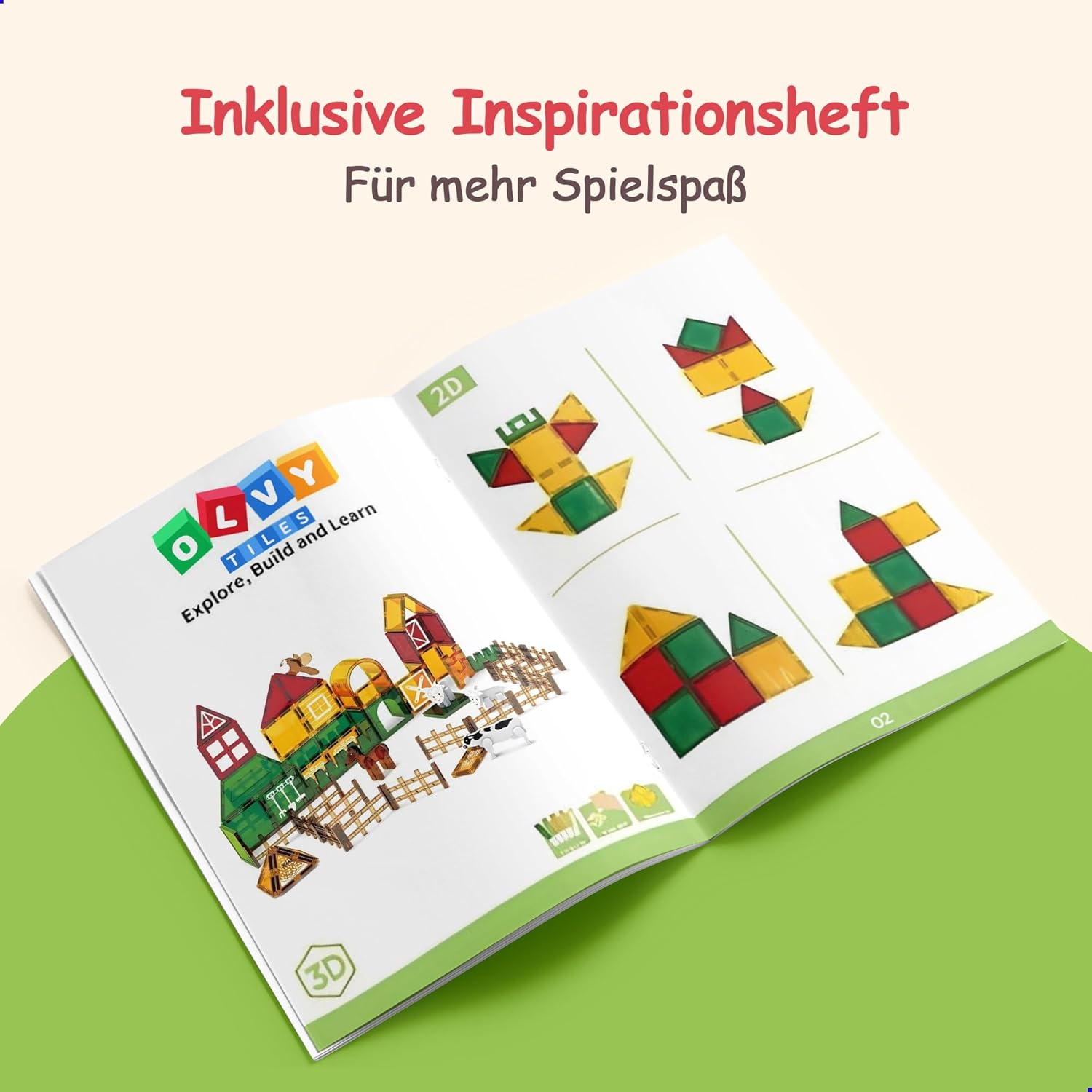 Thumbnail 5 de Olvy Magnetische Bausteine Montessori Spielzeug (80 magnetische Tiles) – Magnetkonstruktionsset für Kinder ab 3 Jahren (Farm)
