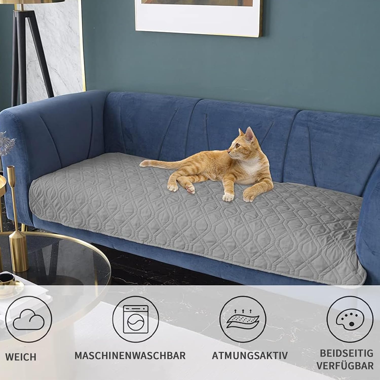 GYURO 100% wasserdichte Hundedecke beidseitig nutzbar – Schutz für Sofa, Bett und Auto (Grau, 97 × 190 cm)