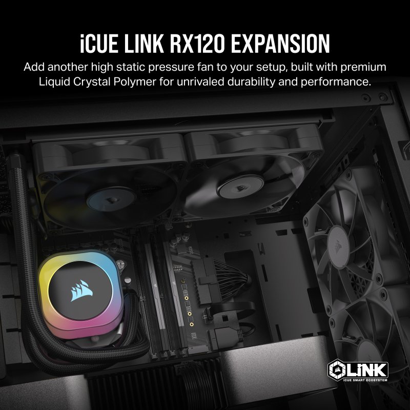 Detalle 2 de Corsair iCUE LINK RX120 Expansion Fan: Ventilador suplementario PWM de 120 mm negro