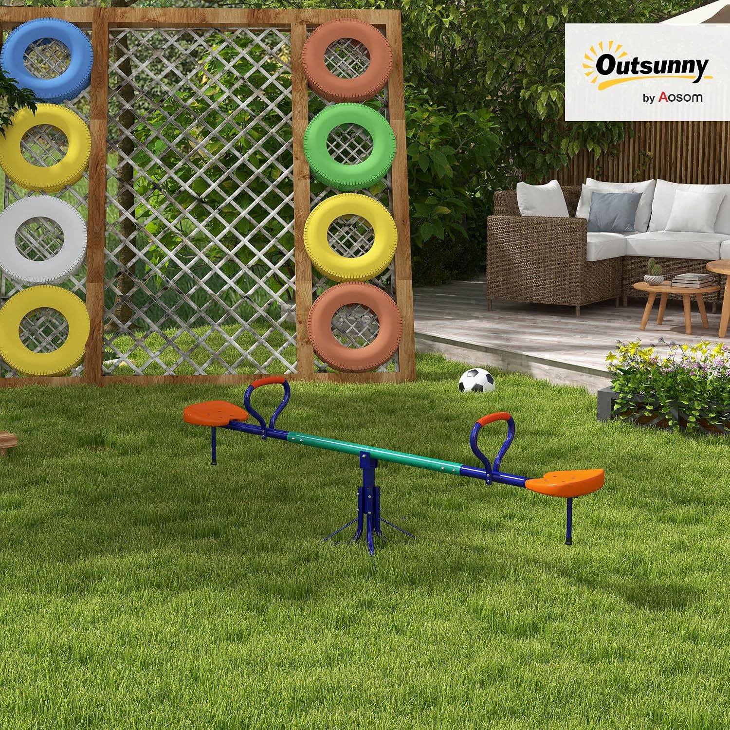 Thumbnail 1 de Outsunny balancín infantil 90 kg 360°