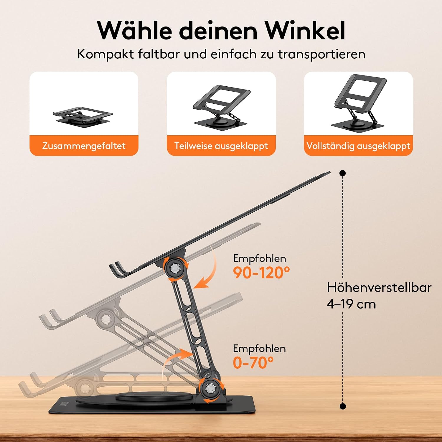 Thumbnail 2 de TECKNET 360° Laptop Ständer Höheneinstellbar