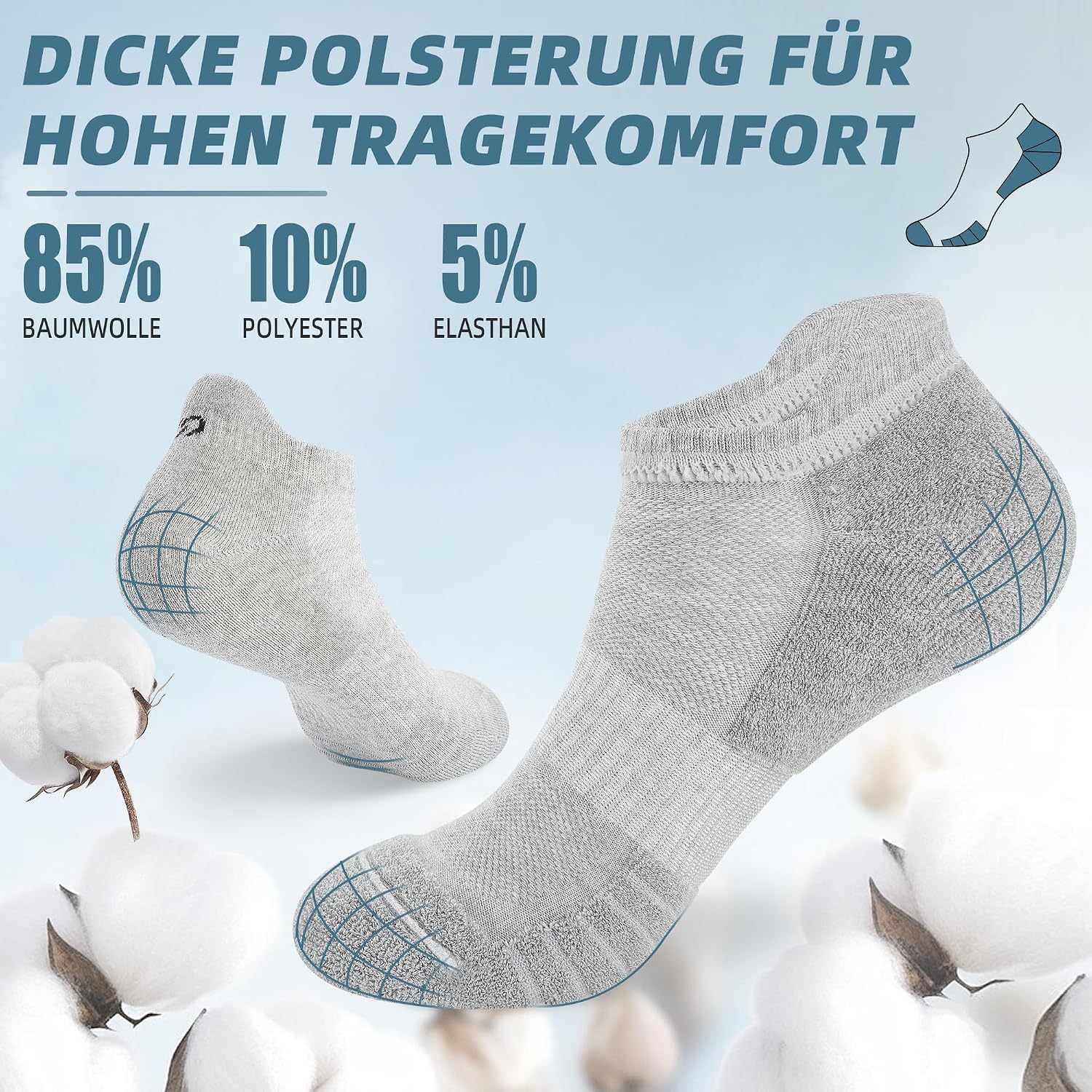 Thumbnail 4 de anqier Sneaker Socken 6 Paar, Größenmix