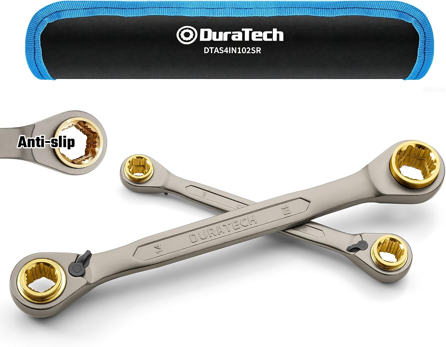 Detalle de DURATECH 4-in-1 Reversible Ratchet Spanner Set, 8–19 mm, 72-Tooth, 2-Piece