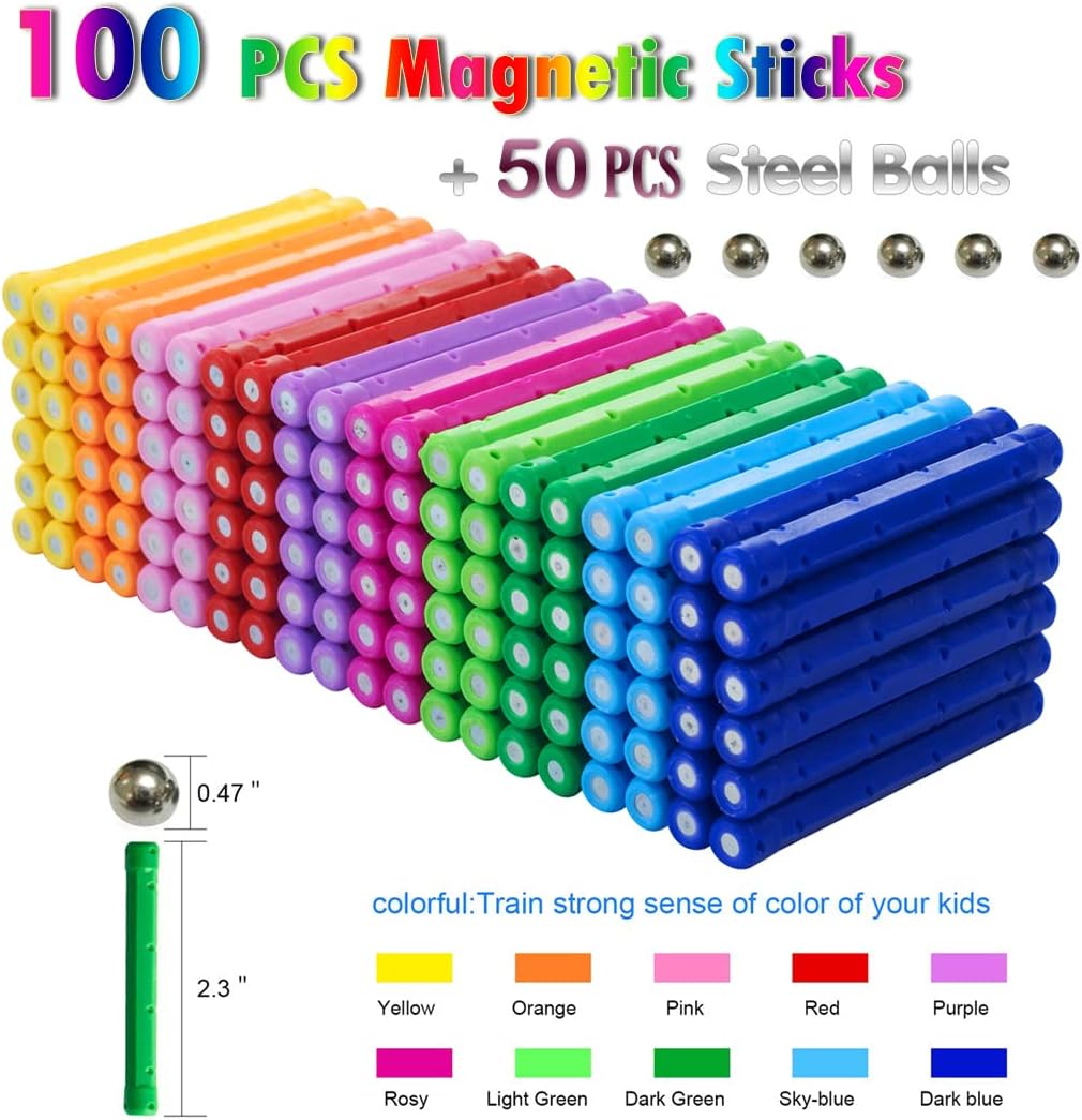 Thumbnail 6 de Beicarin 150 bastoncini magnetici da costruzione 🧩
