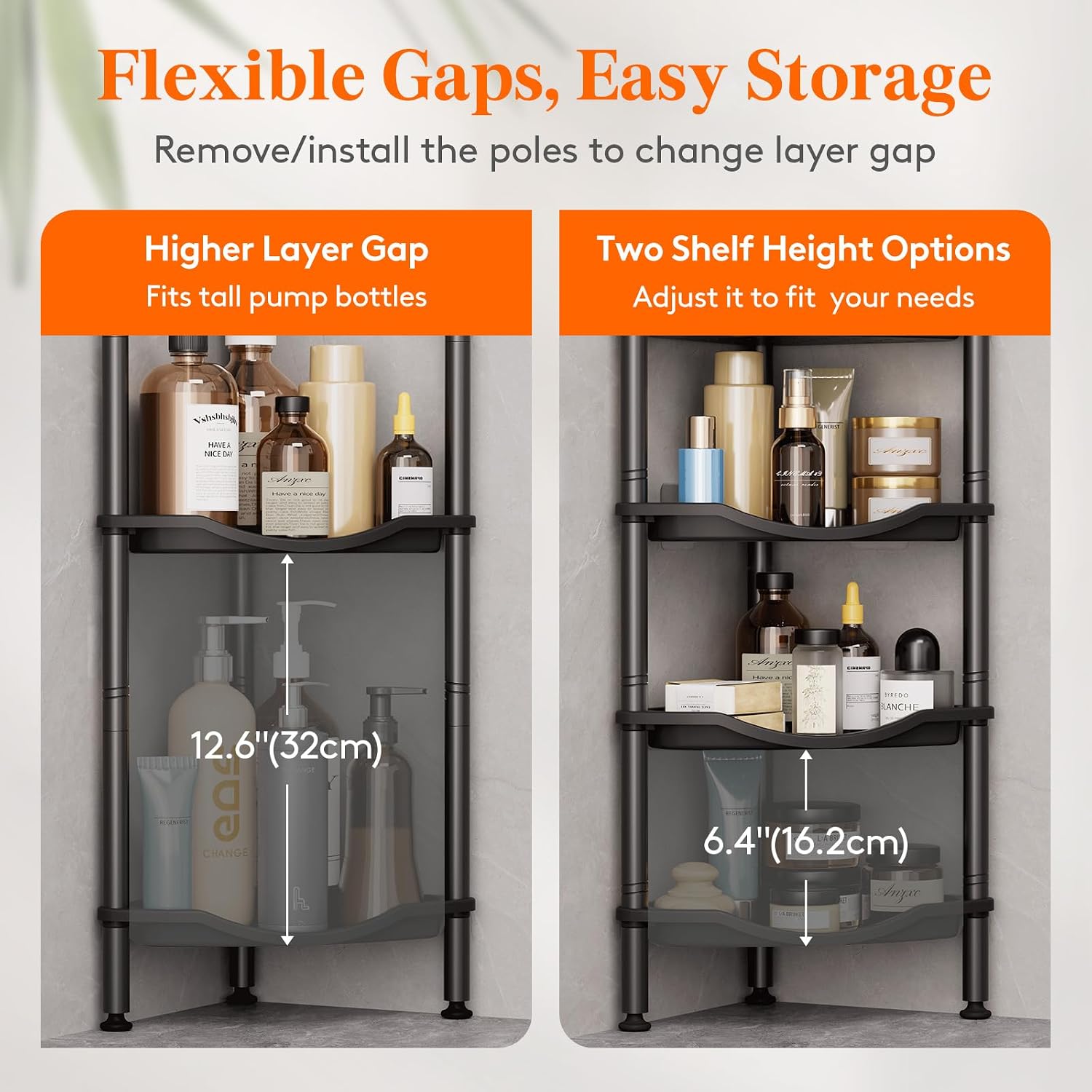 Detalle 2 de Lifewit 24209 Standing Shower Shelf, 4 Adjustable Shelves, Black