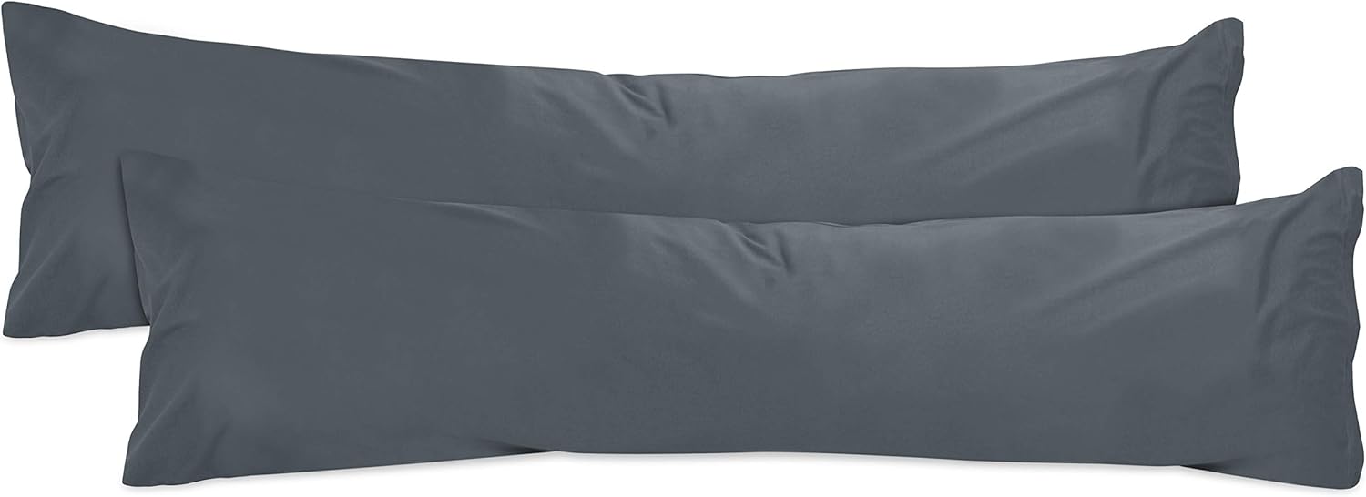 Detalle de npluseins Lot de 2 Housse de Coussin pour traversin 40x145 cm en Coton Jersey – Anthracite