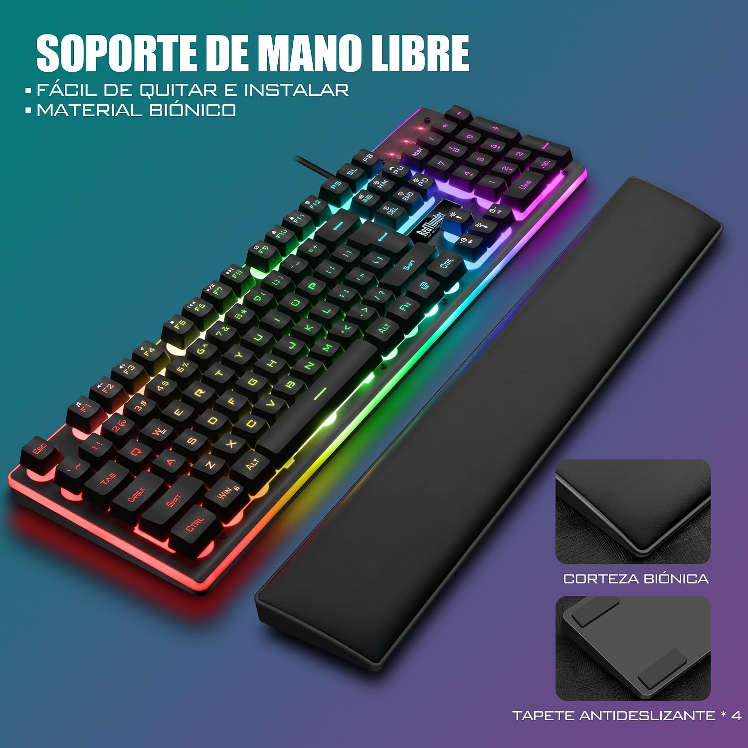 Detalle de RedThunder K10 Kit Gaming 3 en 1 con RGB y Teclas Mecánicas
