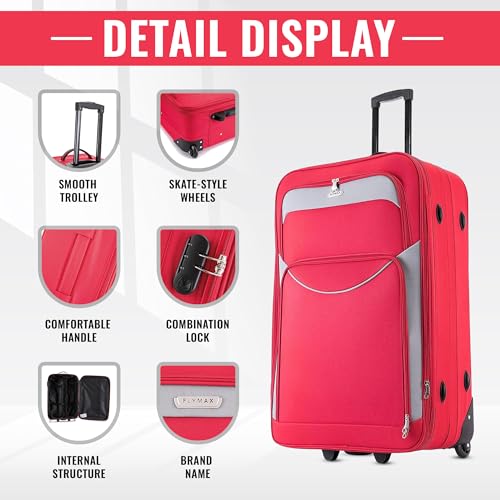 Detalle de Flymax Cabin Suitcase 55x40x20 / 55x35x20 – Lightweight Cabin Luggage