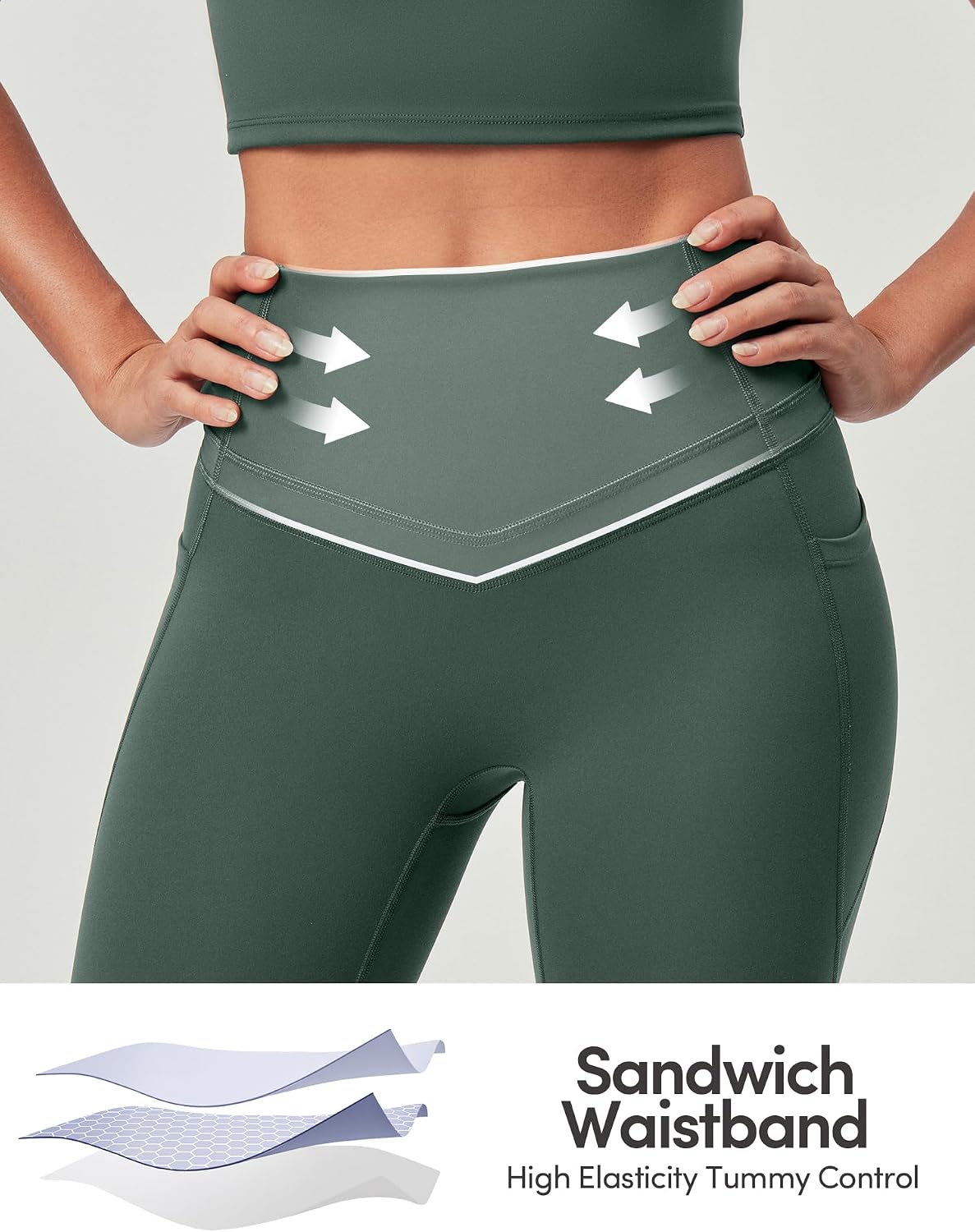 Detalle 2 de IUGA PowerTight Compression Leggings with Pockets for Women — High-Widelity Tummy Control