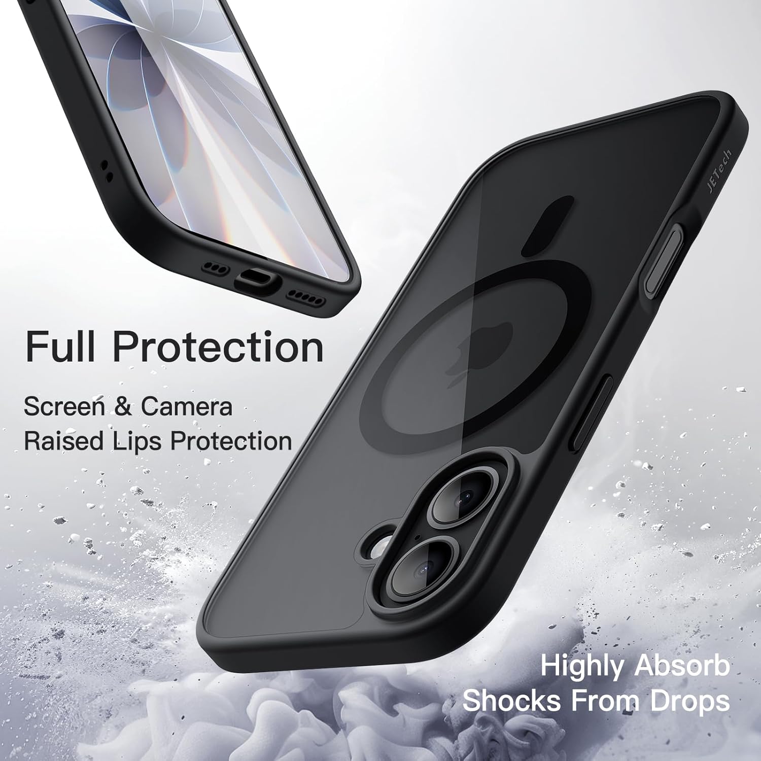Detalle de Cover magnetica JETech per iPhone 17 da 6,3” compatibile con MagSafe (antiurto, anti-graffio, nero)