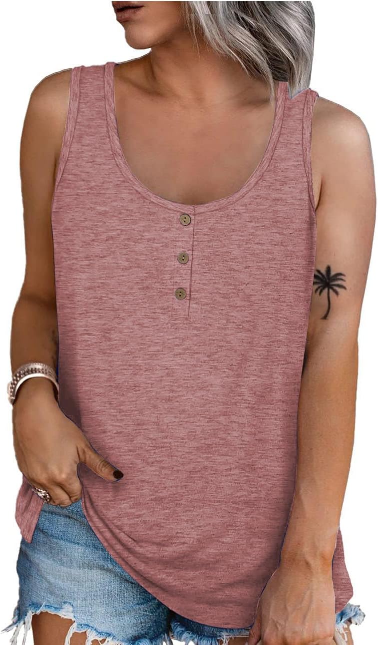 Detalle de iChunhua women’s button-up scoop neck summer tank top vest (sleeveless blouse)