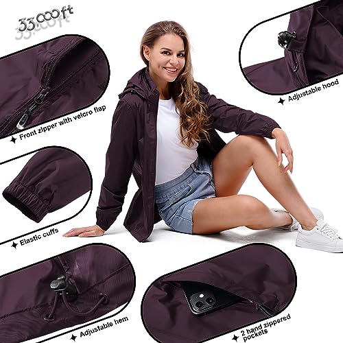Detalle de 33,000ft Damen Regenjacke – wasserdicht, faltbar & atmungsaktiv