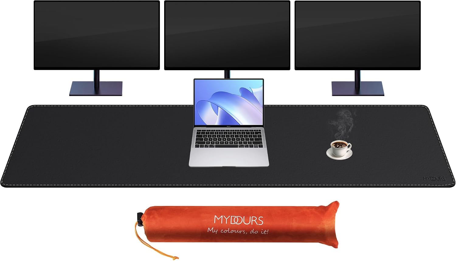 Thumbnail 6 de Mydours Gaming-Mauspad aus PU-Leder, 90 × 60 cm – XL-Schreibtischunterlage, wasserfest, schwarz