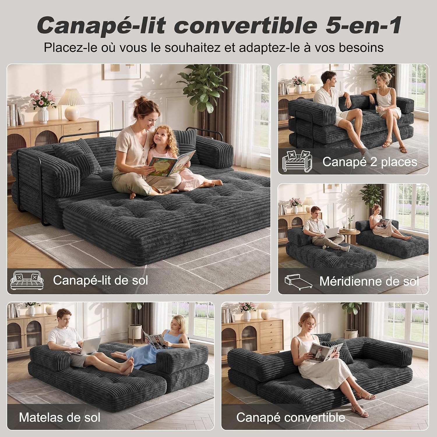 Detalle 2 de WEUP Convertible Sofa Bed, Corduroy