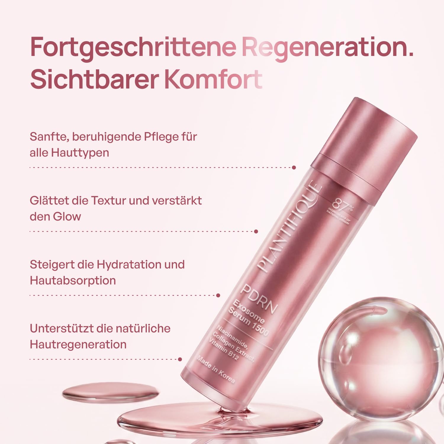 Detalle de PLANTIFIQUE PDRN Microneedling Serum Gesichts Exosome 1500 PPM – Feuchtigkeit & Hautbarriere-Reparatur