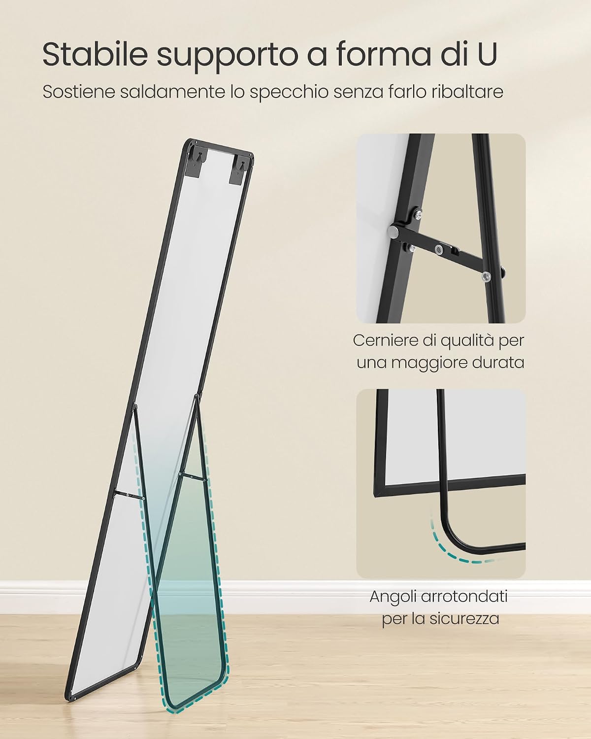 Detalle de Specchio a figura intera SONGMICS 150 x 40 cm