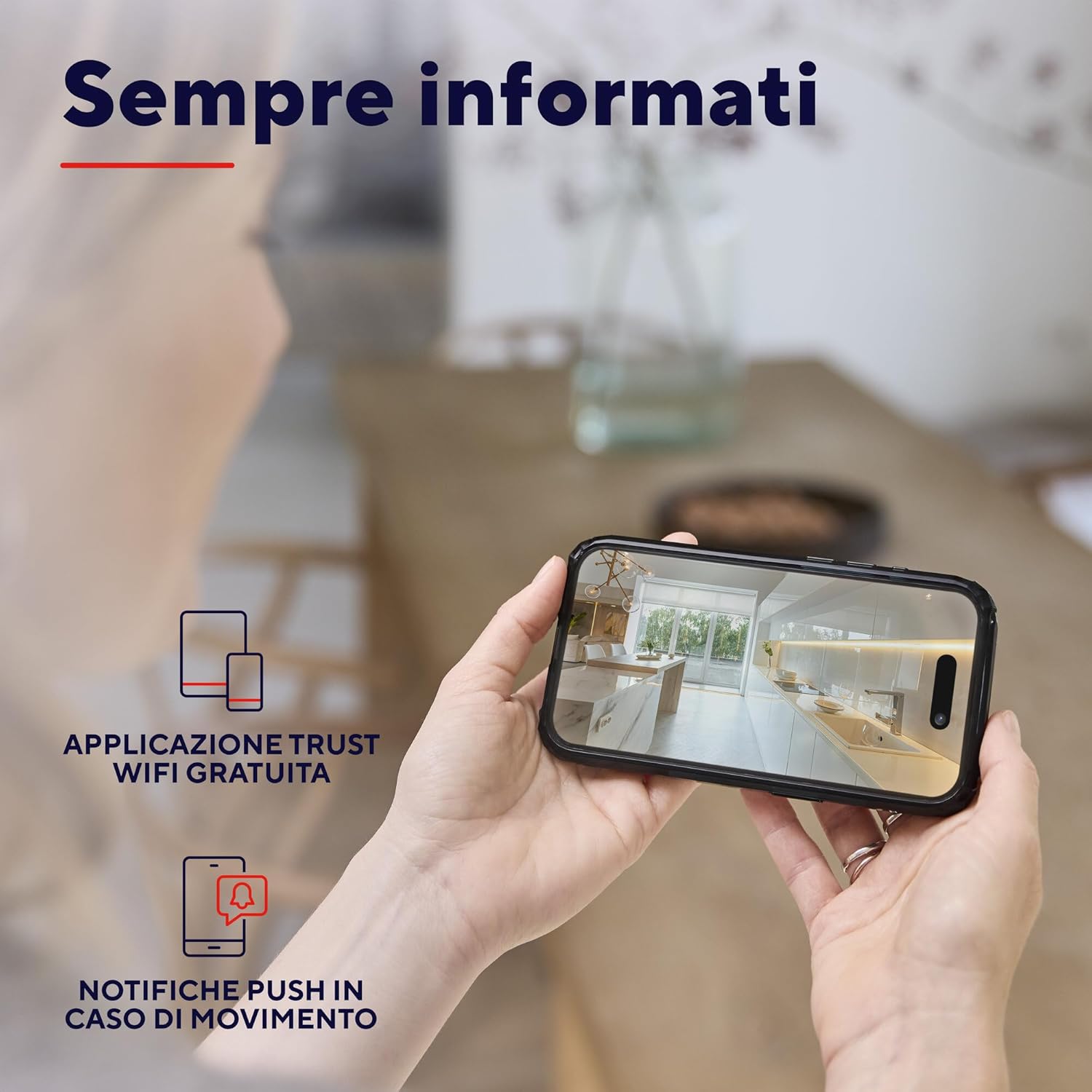 Thumbnail 3 de Trust SMARTCAM-2800 Telecamera WiFi interna 360° con visione notturna, sirena, microfono integrato e rilevamento umano