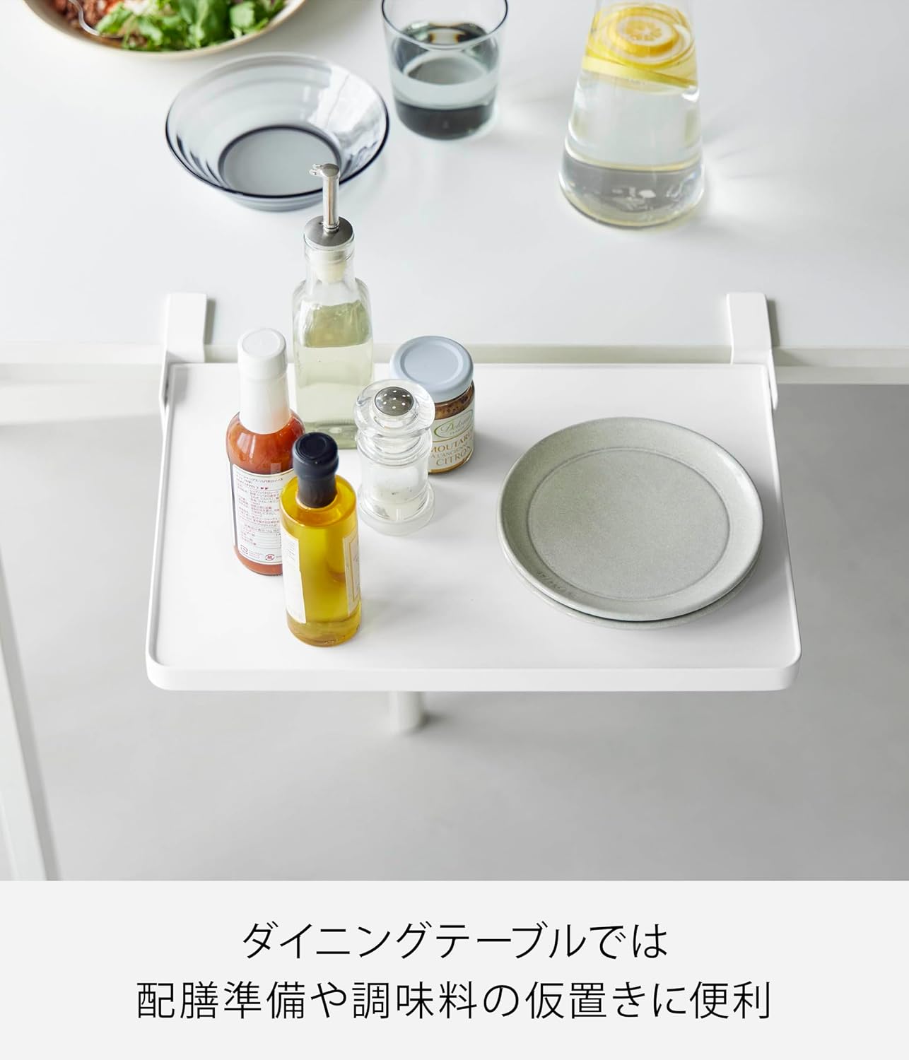 Detalle de 山崎実業 tower 10523 テーブル横折り畳み棚 ホワイト クランプ式・耐荷重3kg