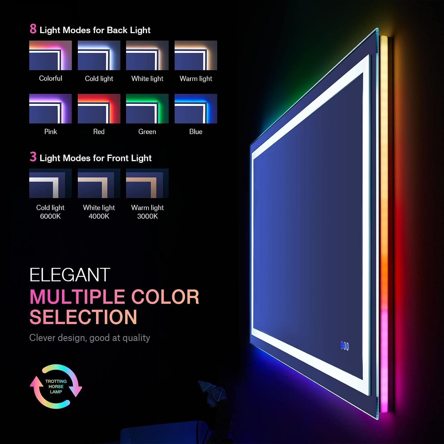 Detalle 2 de LOAAO 32x36 RGB LED Bathroom Mirror
