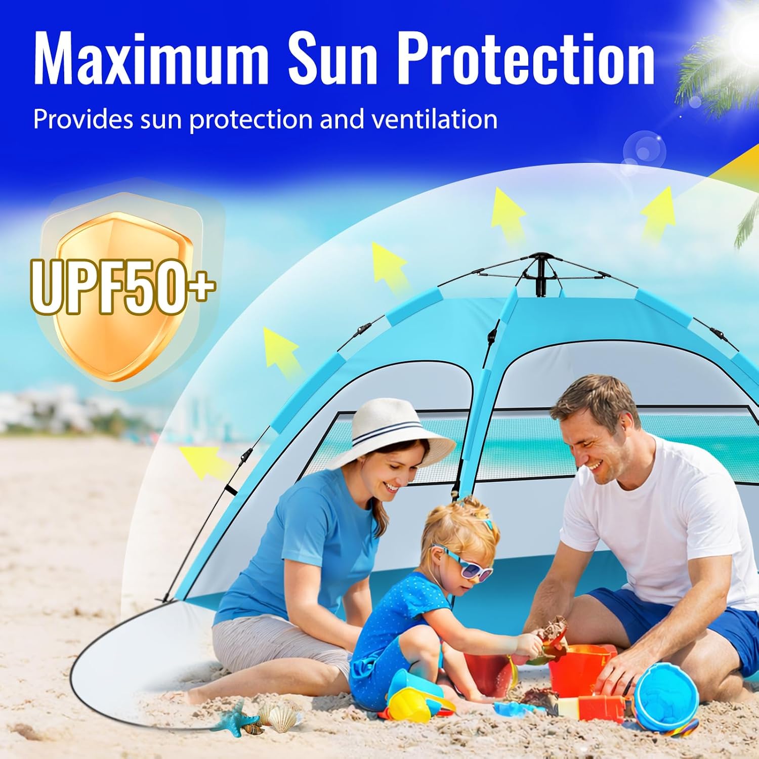 Thumbnail 3 de Purebox Beach Tent 3-4 Person: Double Doors, Quick Pop-Up Setup and UV50+ Protection