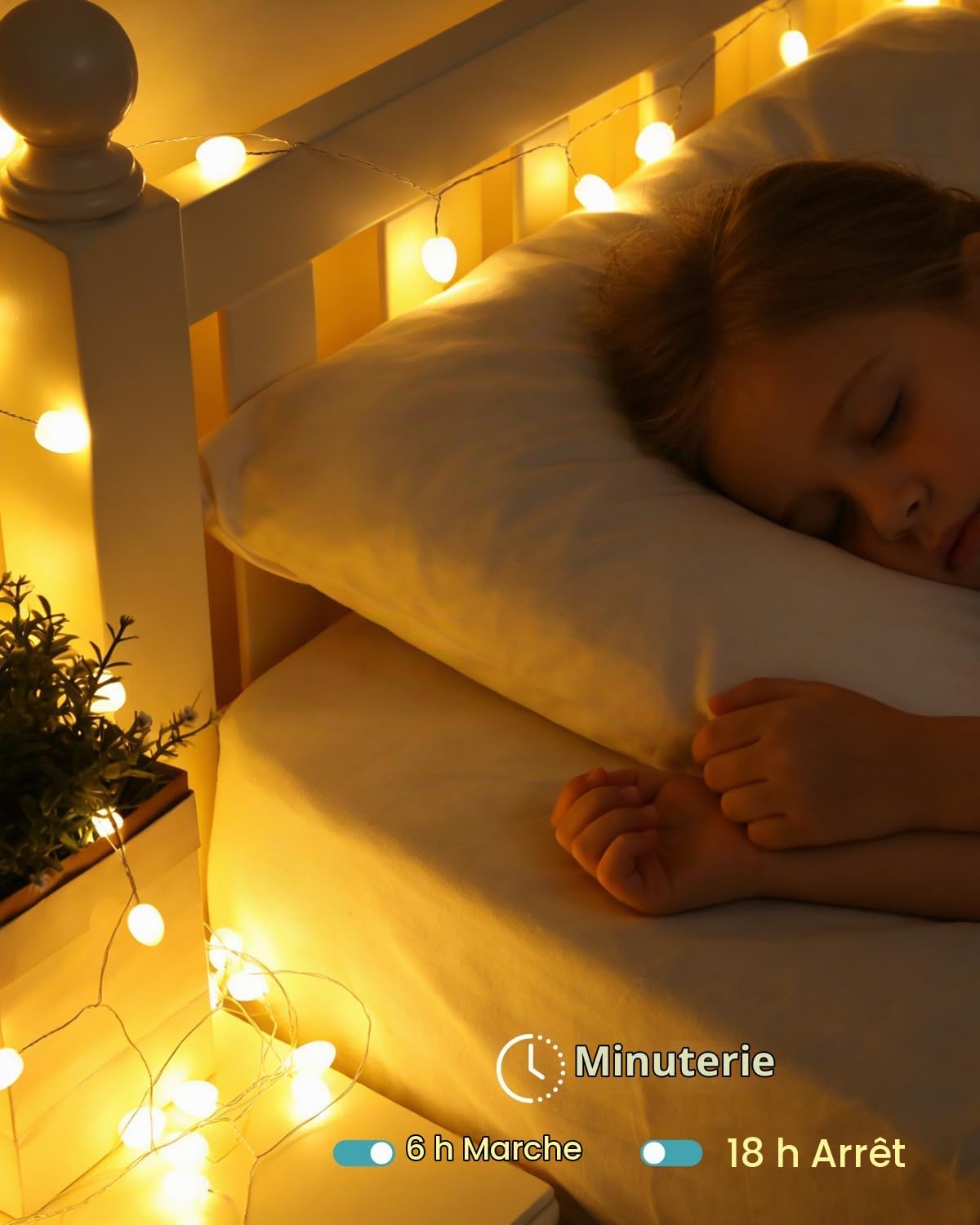 Detalle de AdalyRoma JDDC-40L lichtslinger met 40 warmwitte eierlampjes en timer