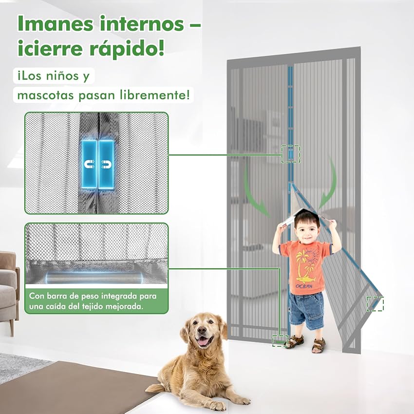 Detalle 2 de Sekey 90x210cm cortina mosquitera magnética para puerta de balcón
