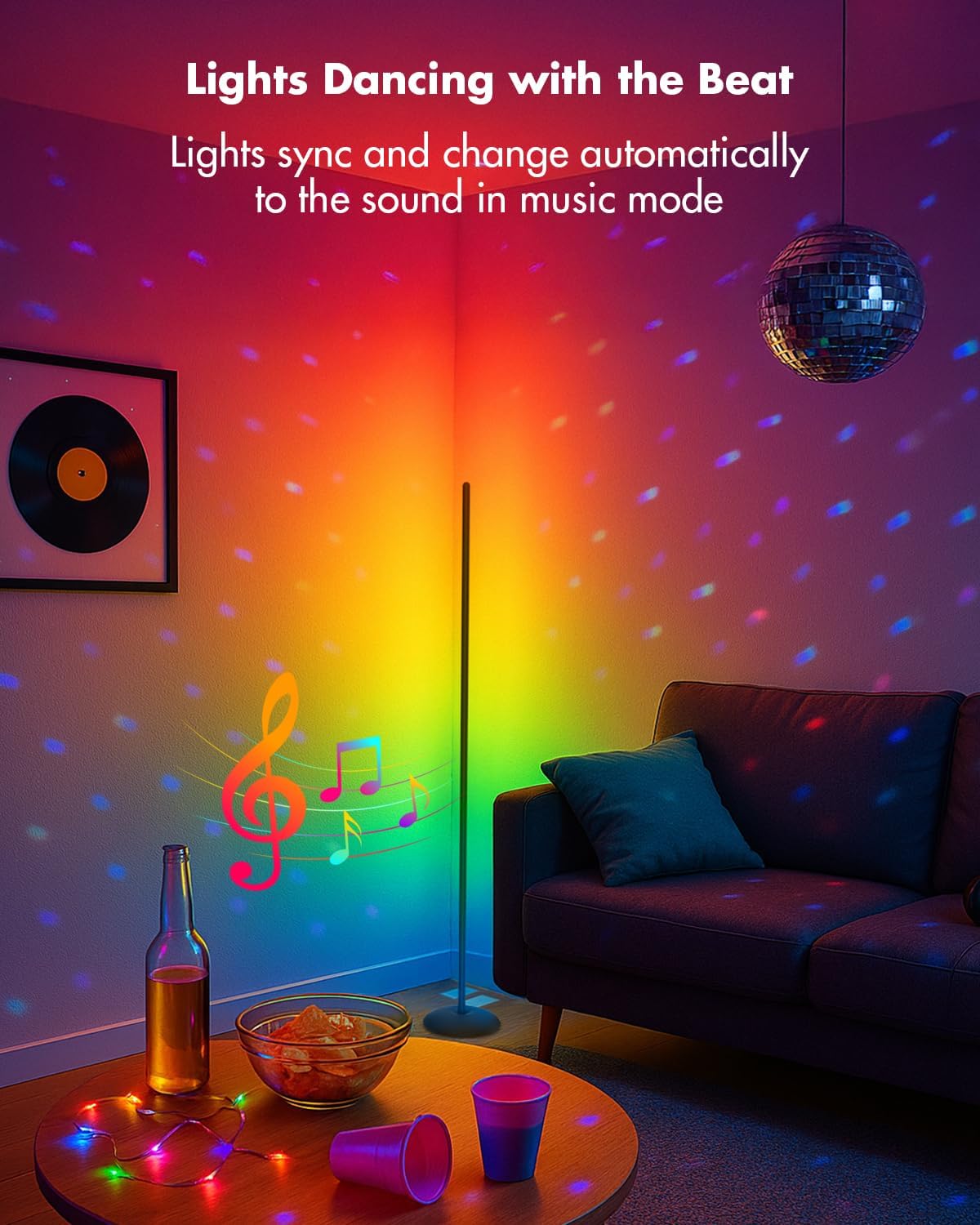 Detalle 2 de Vexinat HC601 Smart RGB Corner Floor Lamp, 16 Million Colors, 213 Scenes