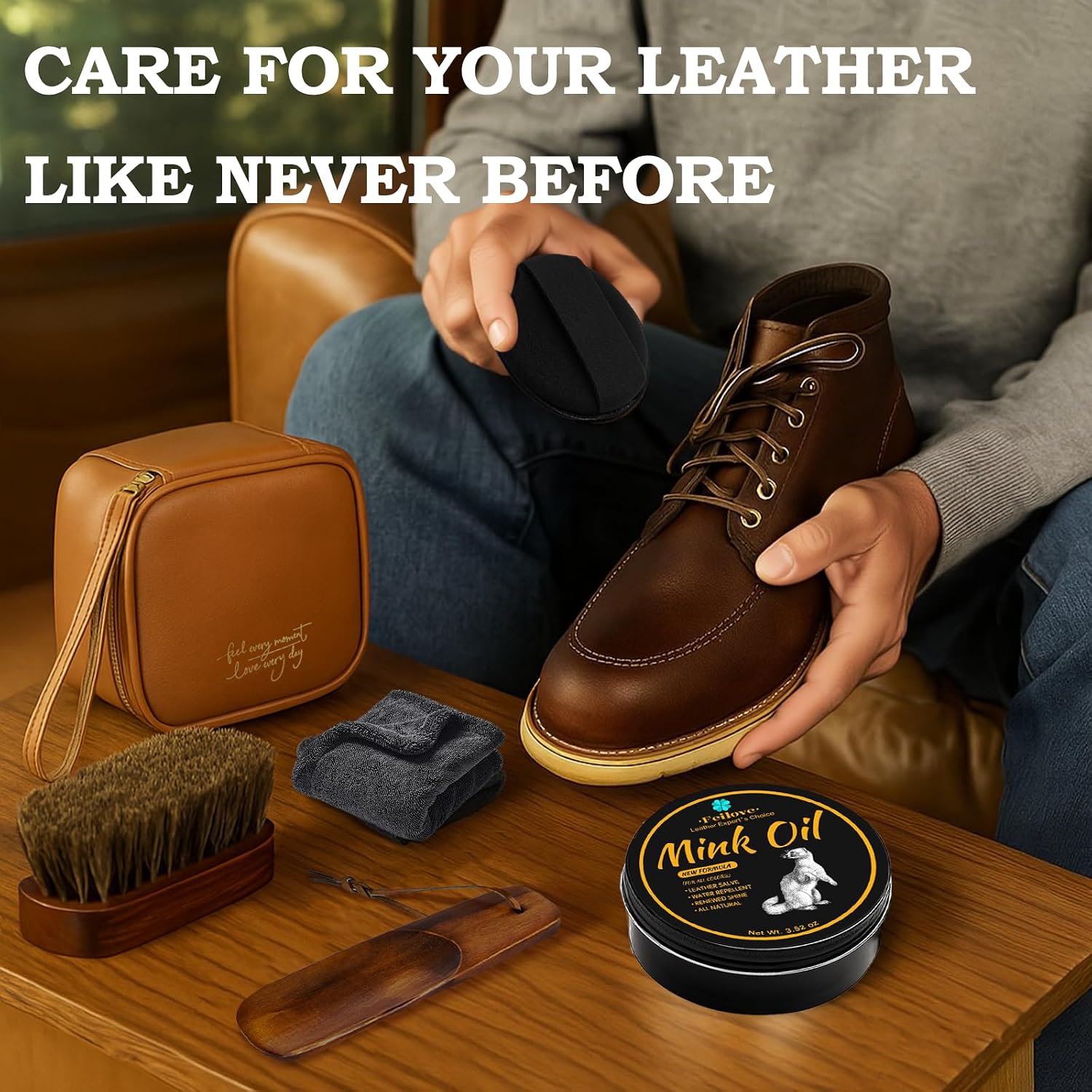 Thumbnail 5 de Feilove Mink Oil Leather Conditioner and Cleaner, 3.52 oz Waterproof Formula