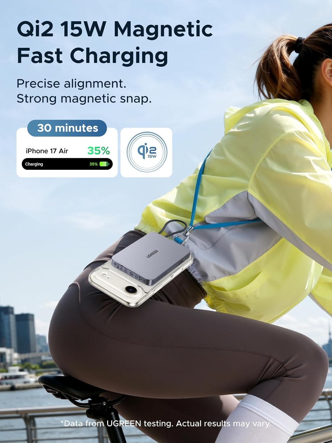 Thumbnail 1 de UGREEN Nexode Ultra-Slim 10000mAh Magnetic Power Bank (Qi2 15W) with Built-in Cable & PD 30W — MagSafe compatible, Black