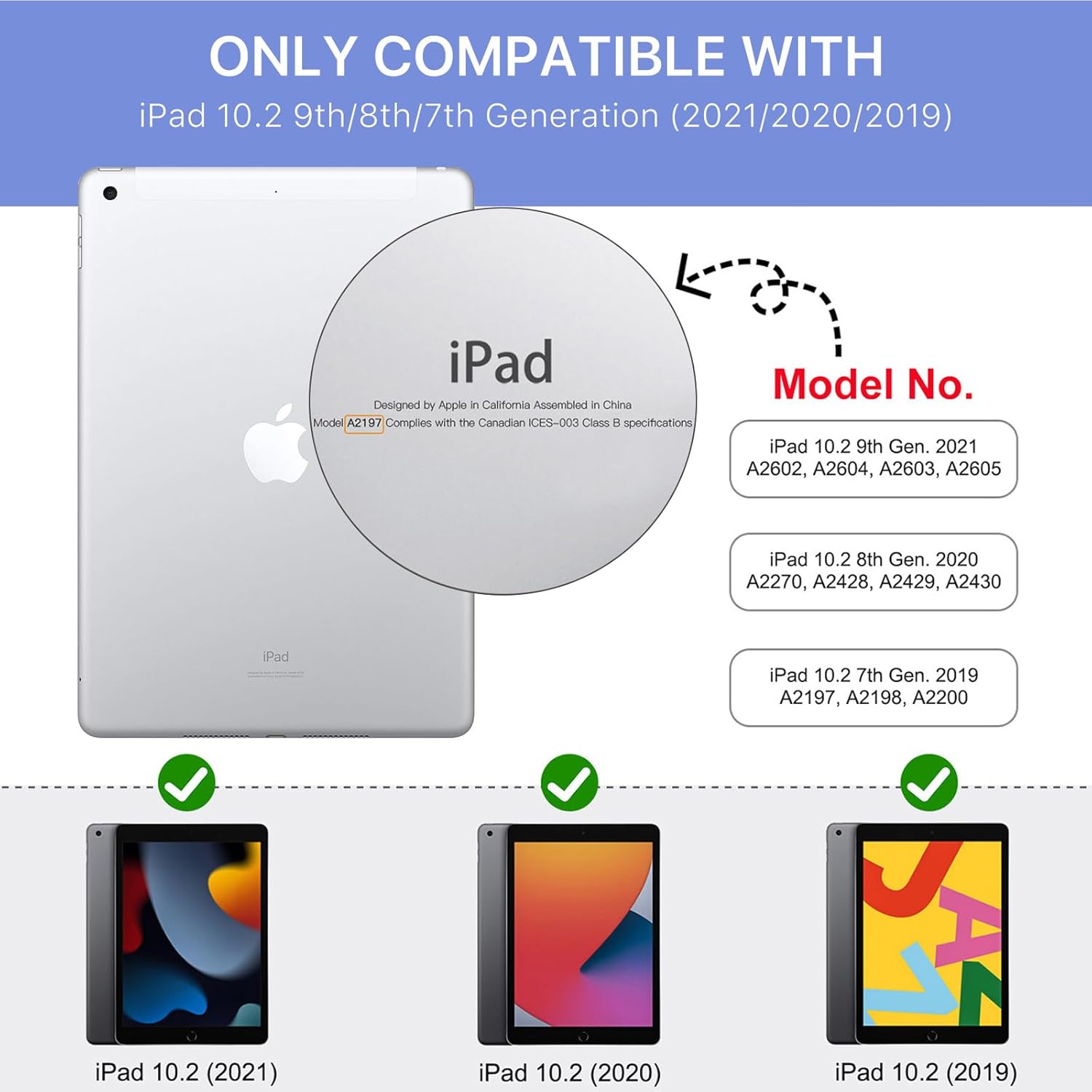 Detalle de MoKo Cover per iPad 9a/8a/7a Generazione 10,2'' (2021/2020/2019) con Portapenna: custodia trifold leggera in PC rigido e lavanda
