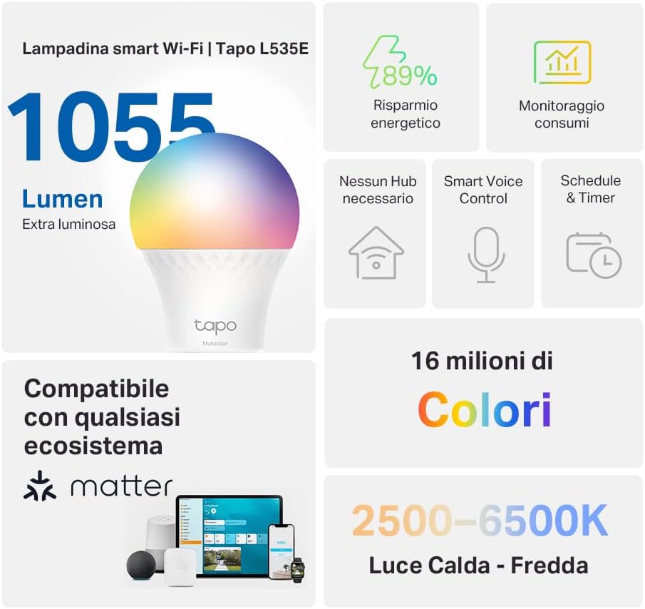 Thumbnail 1 de Tapo L535E Lampadina LED WiFi E27 1055 lm