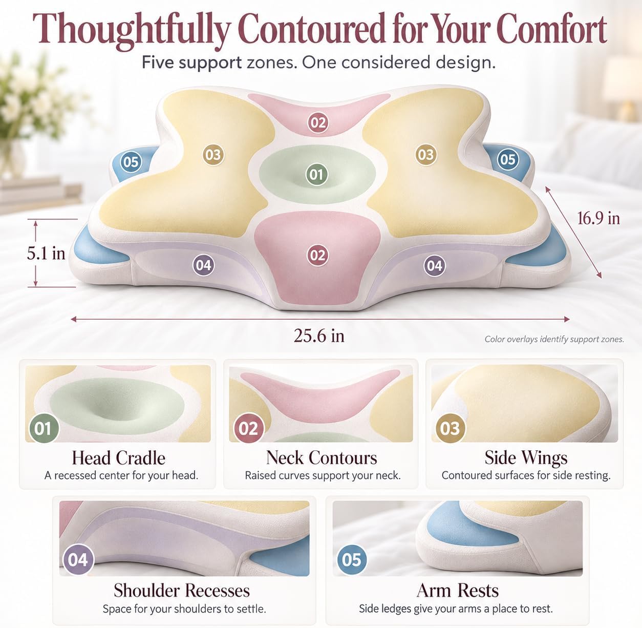 Detalle 2 de IDKETSO 1001 Kids’ Butterfly Memory Foam Pillow with Cotton Cover