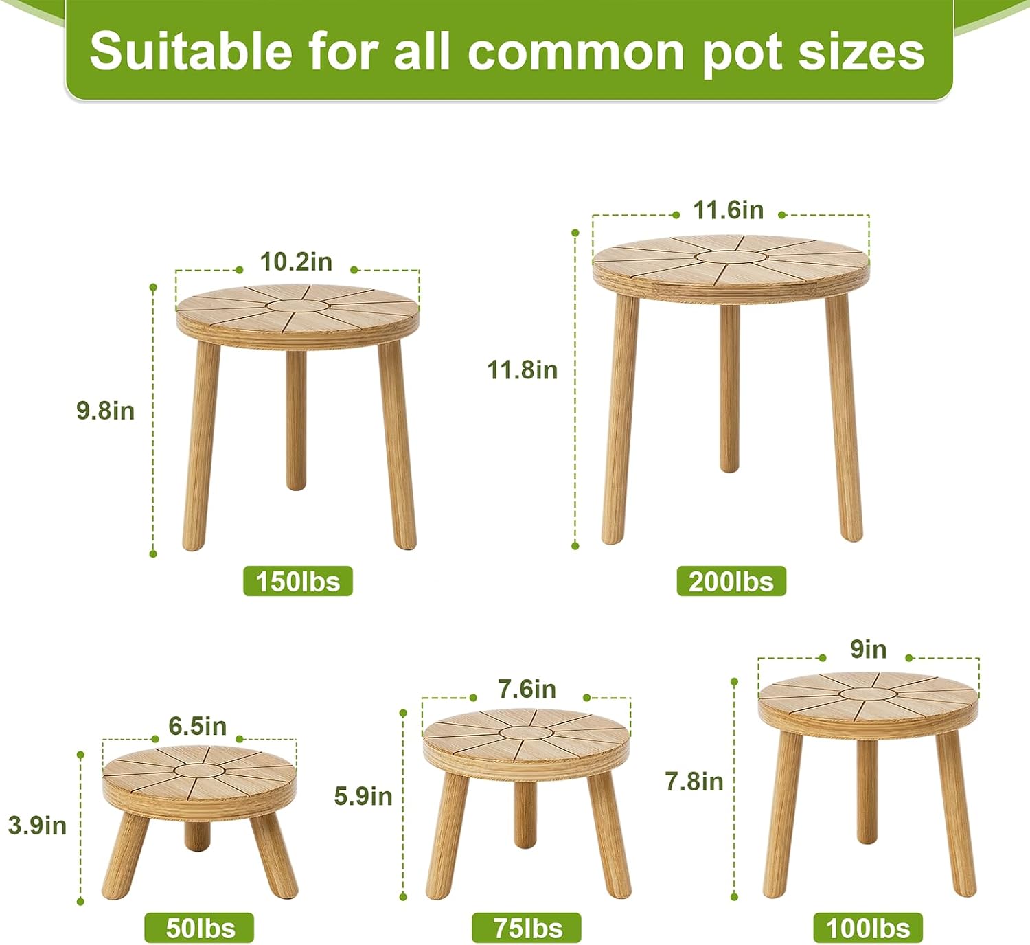 Detalle de Delma Wooden Plant Stands, Carbonized Pine