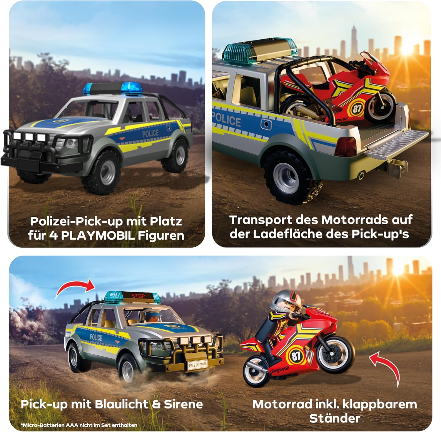 Thumbnail 3 de PLAYMOBIL Action Heroes: Verfolgungsjagd mit Polizei Pick-Up (71875)