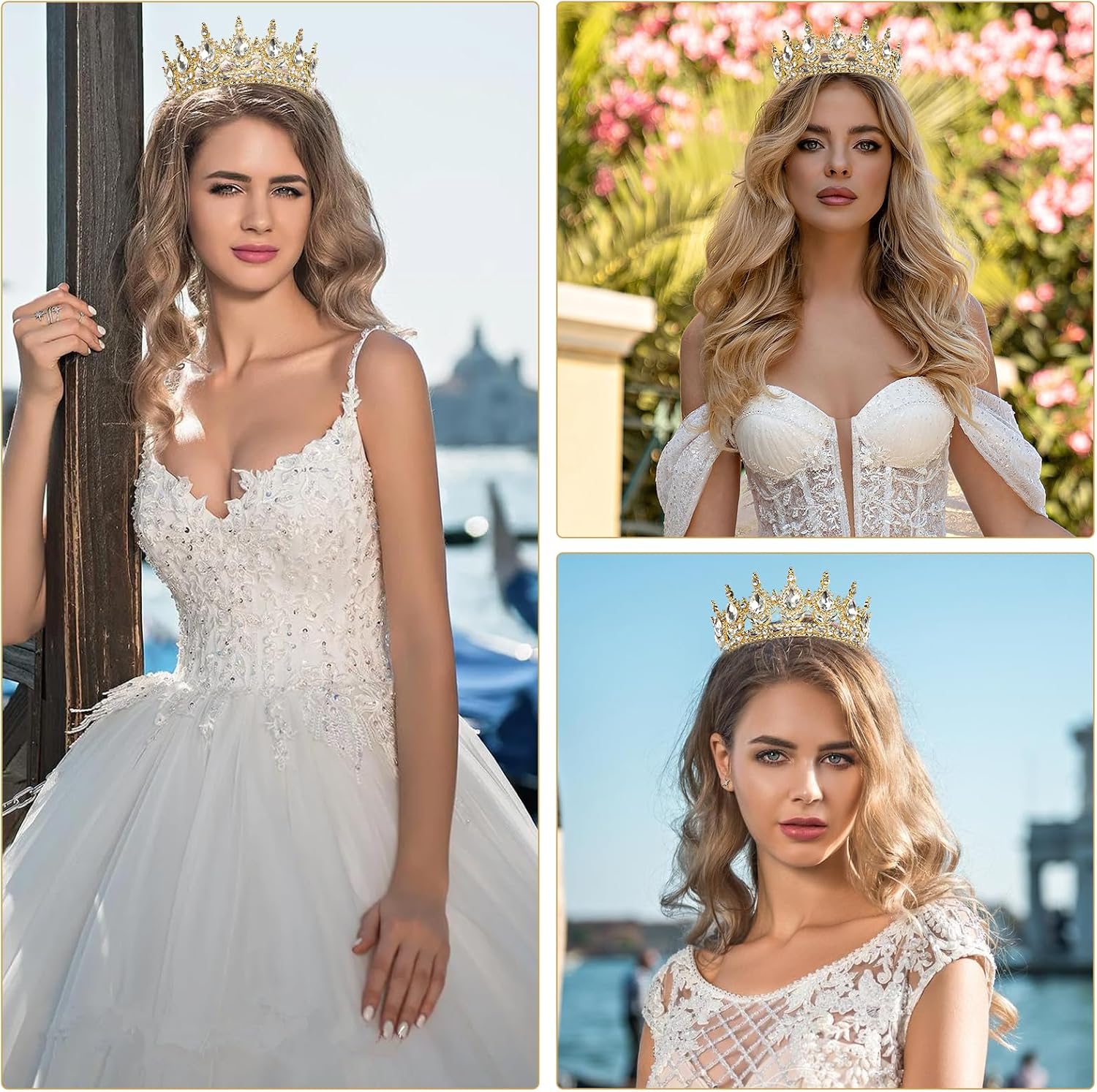 Detalle 2 de Krone Damen Prinzessin- & Königin-Diadem „Queen Tiara“ mit Strass für Hochzeit, Verlobung und besondere Anlässe