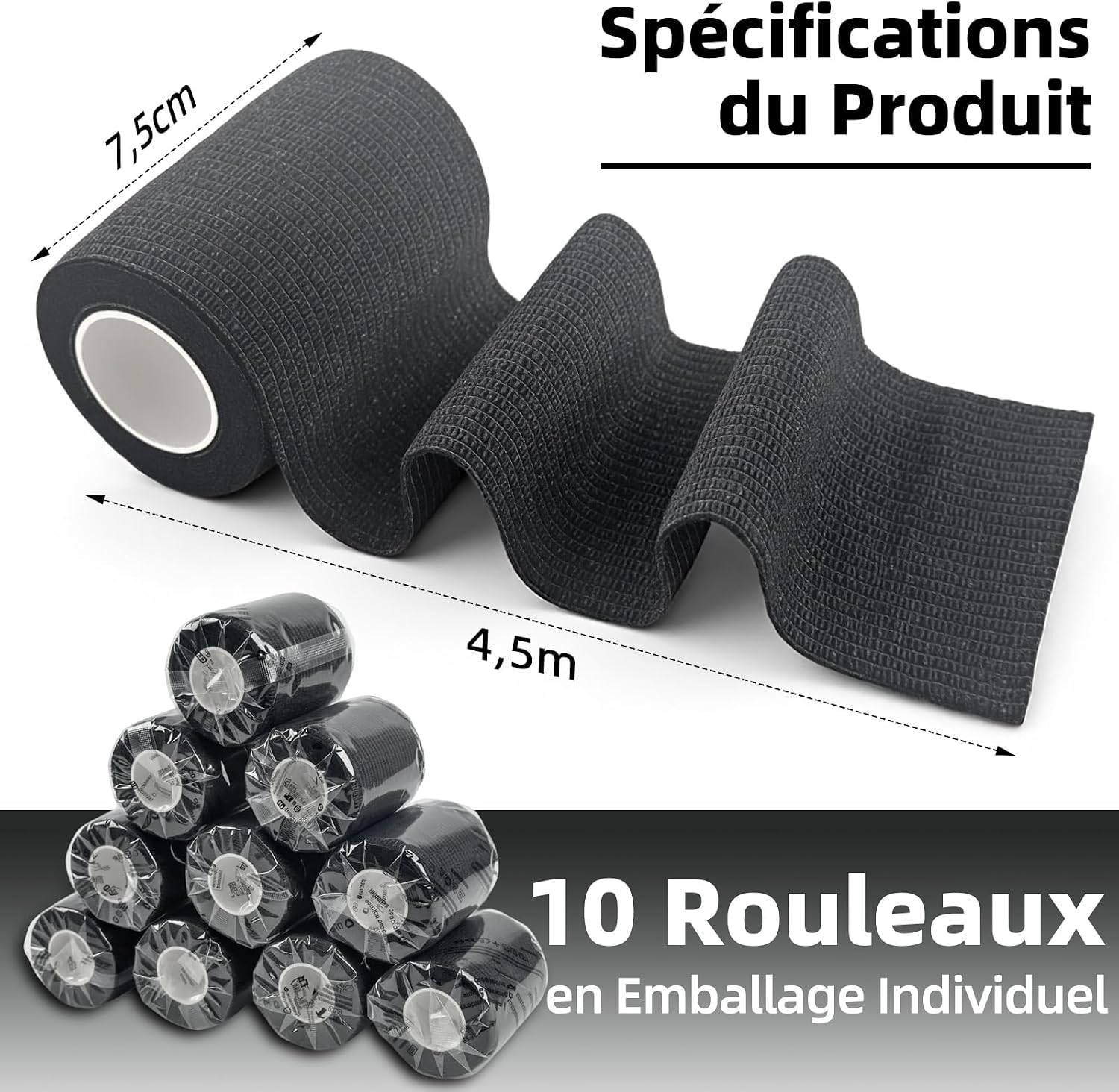 Thumbnail 2 de Bandage Autoadhésif HONYAO – 10 rouleaux 7,5 cm x 4,5 m, adhésif auto-agrippant pour humains et animaux