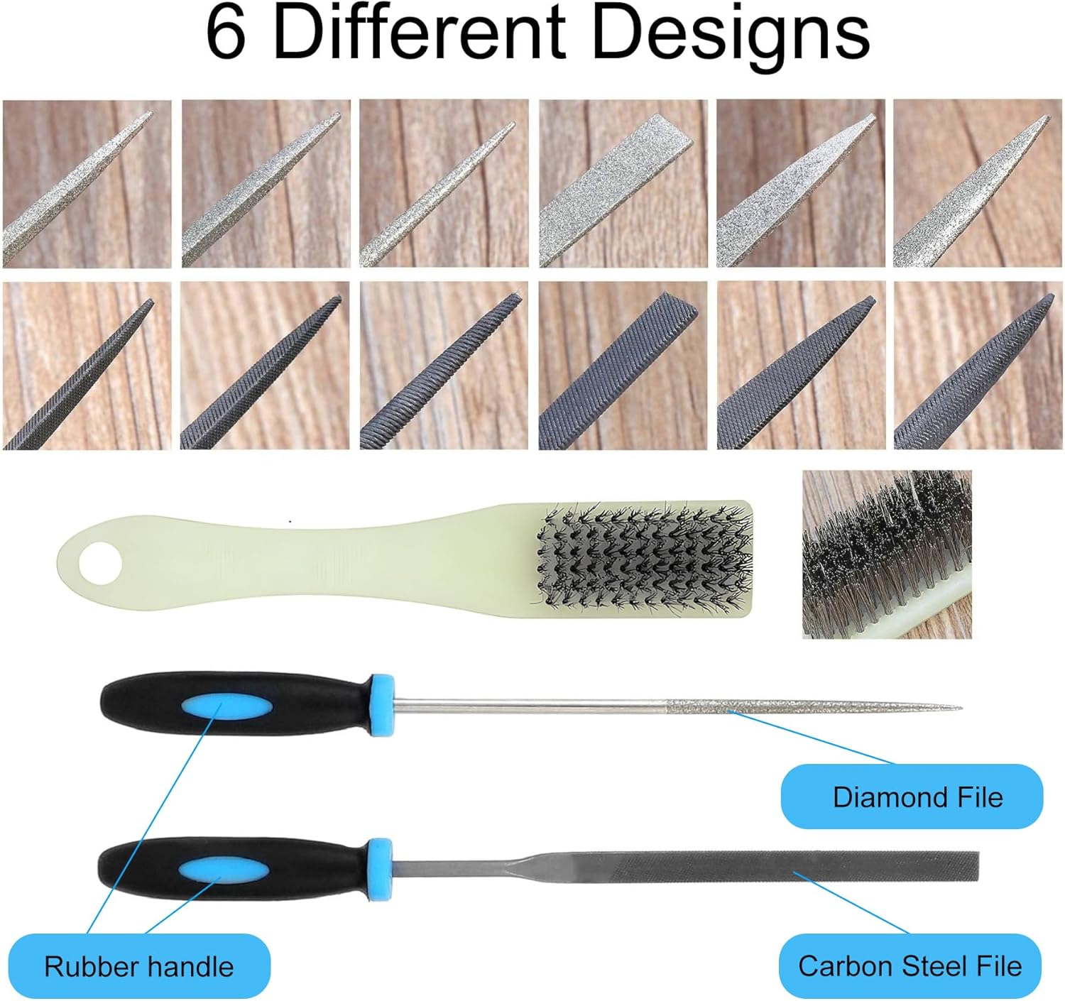 Thumbnail 3 de Xynovate Needle Files Set (13PCS) for Wood & Metal Work – Steel + Diamond Files with Brush and Zipper Bag