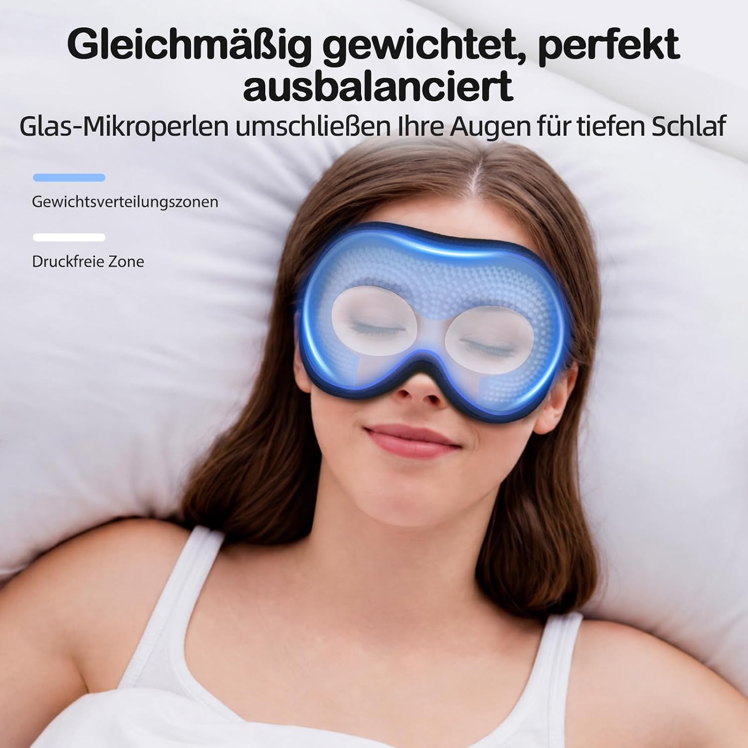 Thumbnail 3 de INNELO Gewichtete Schlafmaske 130 g – 3D Augenmaske mit 99% Verdunkelung, Memory-Schaum, atmungsaktiv, 50–64 cm