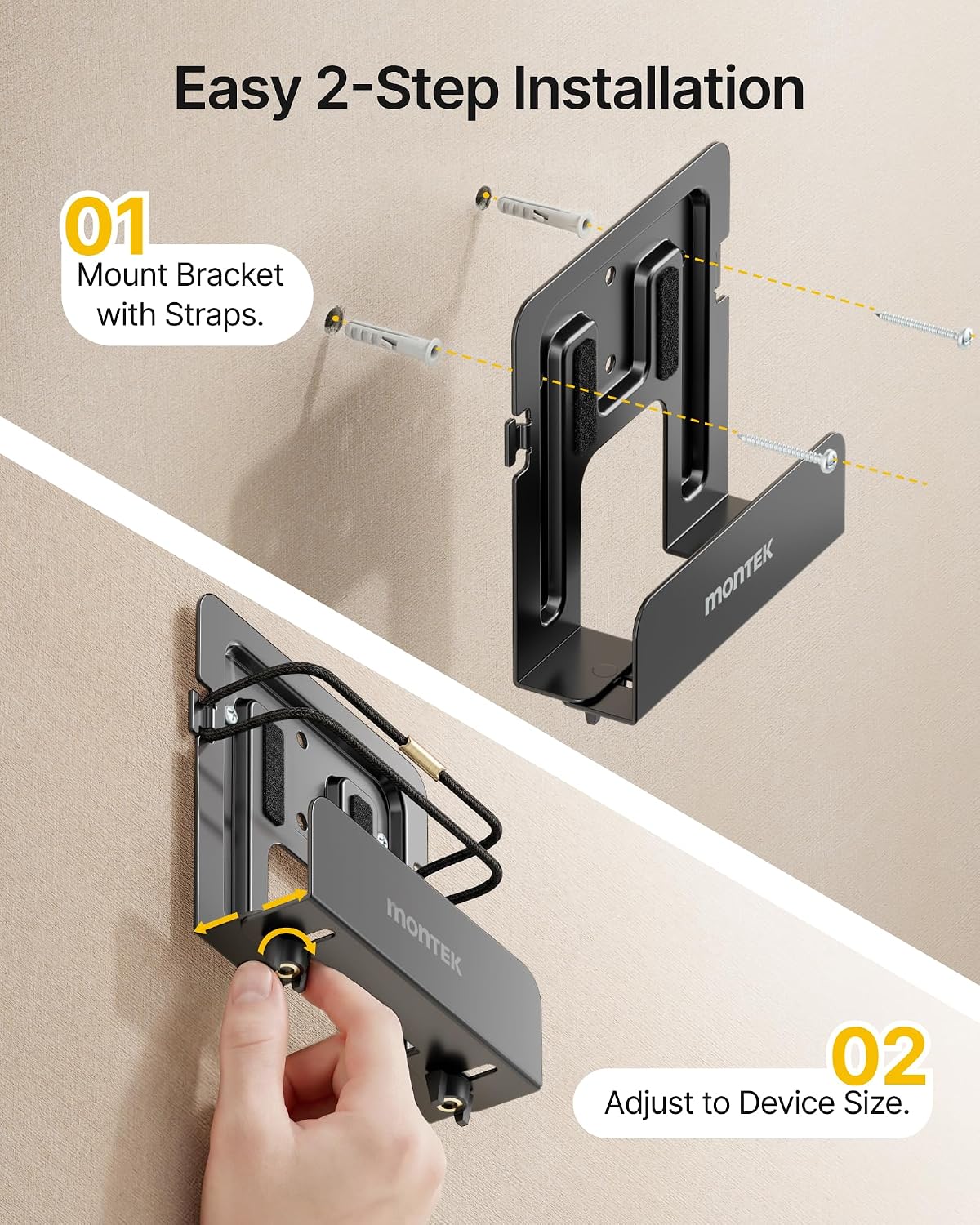 Detalle de monTEK Adjustable Cable Box Wall Mount (2-Pack) for Narrow Devices up to 11 LBS
