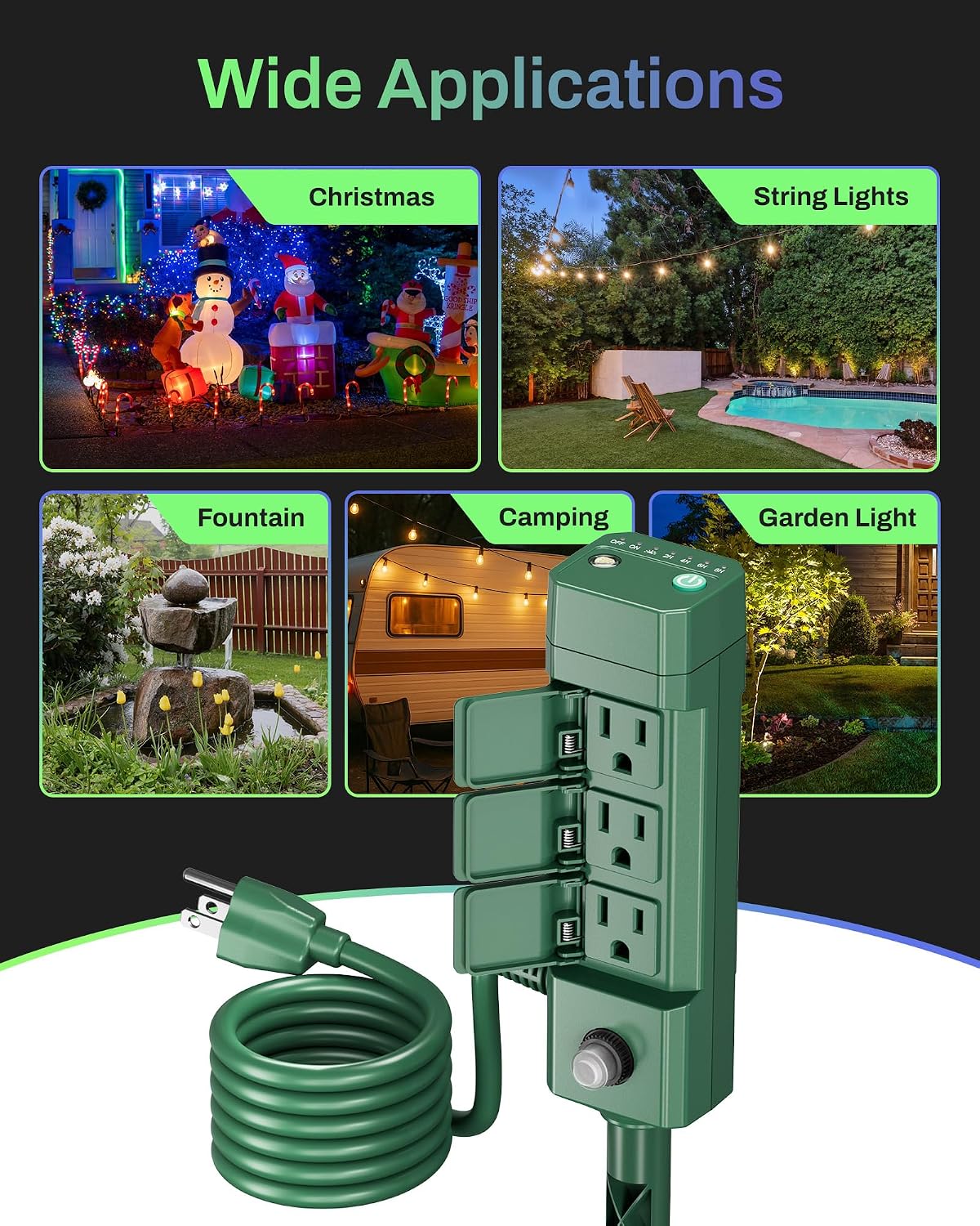 Thumbnail 6 de BN-LINK BNC-U13L Outdoor Power Stake Timer, 6 Outlets, Dusk-to-Dawn Sensor