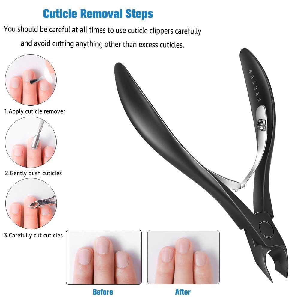 Detalle de FERYES LE-S301 1/2-Jaw Cuticle Nippers, Stainless Steel, Black