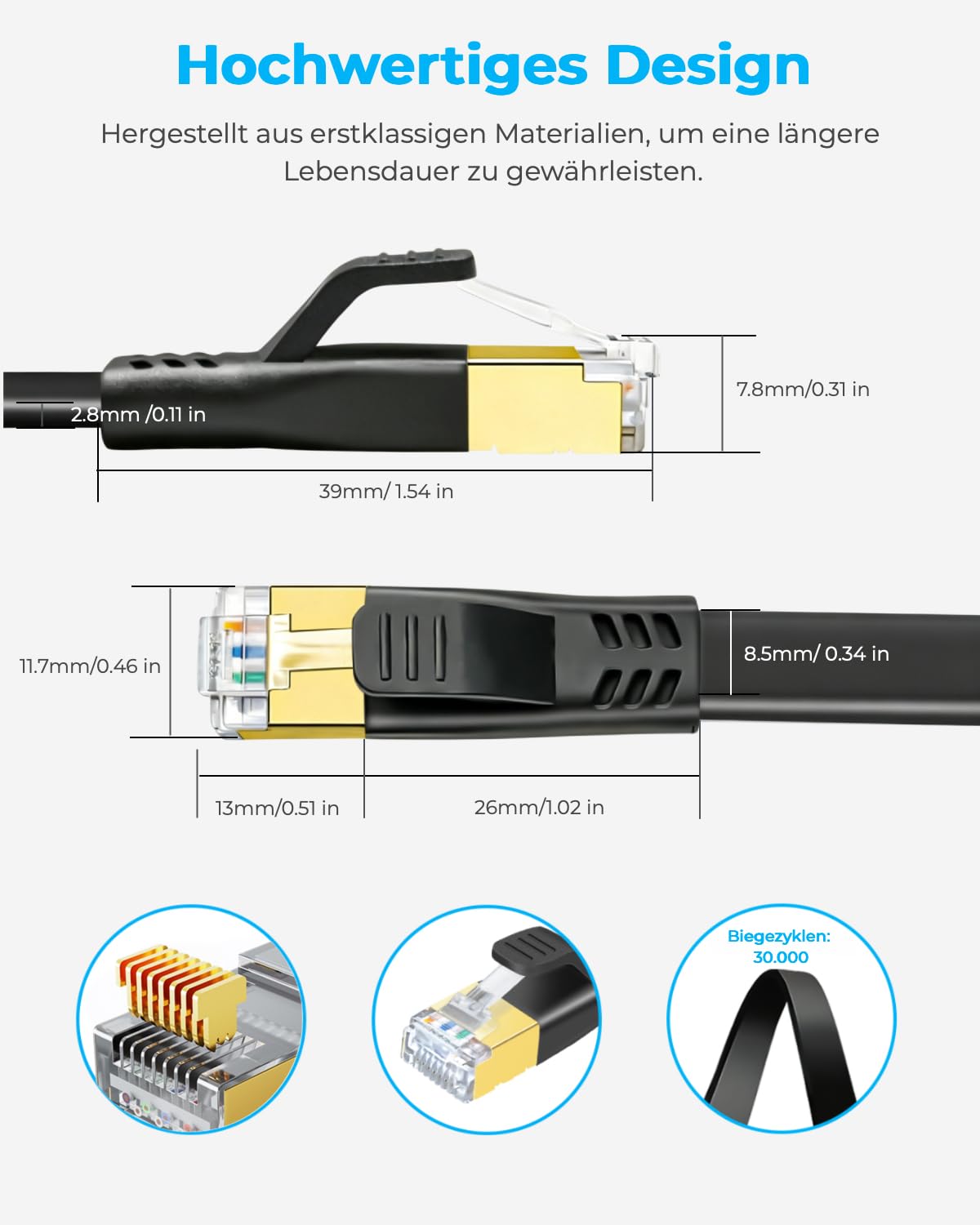 Thumbnail 4 de DDMALL CAT8 Ethernet-Kabel 20m – Hochgeschwindigkeitsnetzwerk mit flachem Design